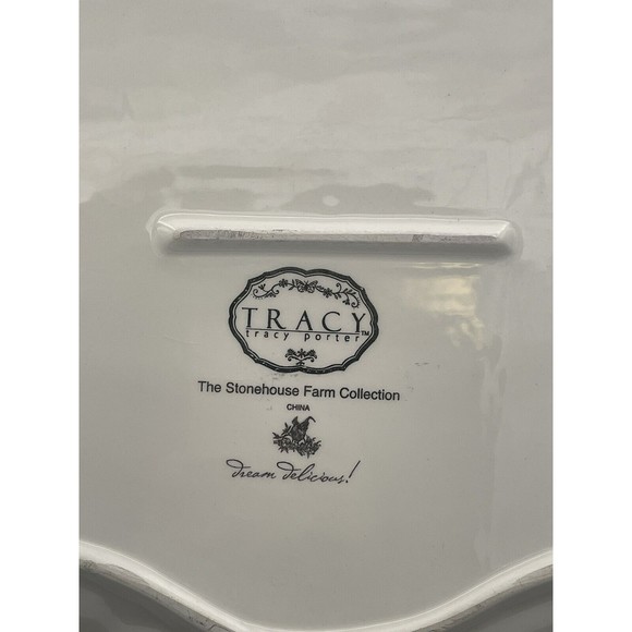 TRACY PORTER STONEHOUSE FARM COLLECTION 18.5" OVAL PLATTER ROOSTER Chicken Green - Picture 5 of 7